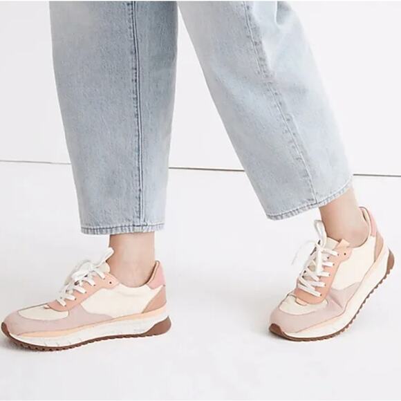 Madewell Trainer Sneakers in Washed Nylon Leather Retro Sz. 7 - Picture 1 of 9
